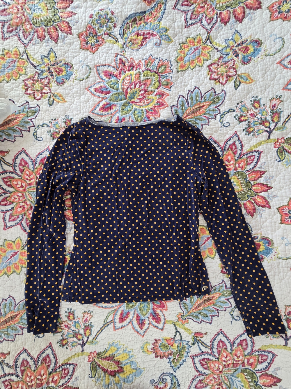 Miaou Amelia Top Navy Polka Dot Long Sleeve - Picture 2 of 6